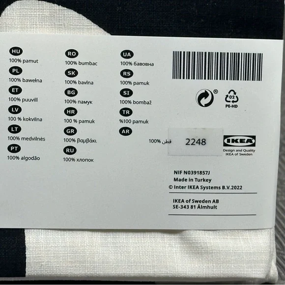 IKEA SMAFROSSORT Two Pillow Cushion Cover 20x20 Leaf Embroidered Off-White/Black - Picture 5 of 5